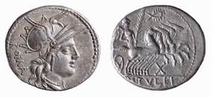 TULLIA (120 a.C.) Marcus Tullius DENARIO - ... 