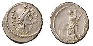 CORDIA (46 a.C.) Mn. Cordius Rufus - DENARIO ... 