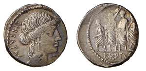 JUNIA (54 a.C.) M. Junius Brutus - DENARIO ... 