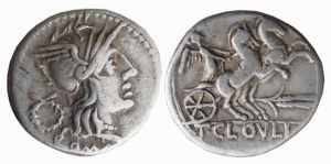 CLOULIA (128 a.C.) T. Cloulius DENARIO ... 
