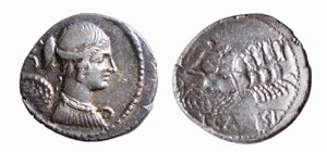 CARISIA (46 a.C.) T. Carisia - DENARIO - ... 