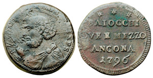 ANCONA - PIO VI (1775-1799) SAMPIETRINO 2,5 ... 