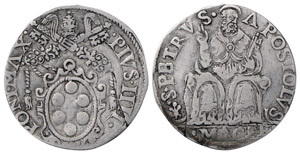 MACERATA - PIO IV (1559-1565) TESTONE  - Ar ... 