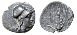 LUCANIA - METAPONTUM (III a.C.) OBOLO gr. ... 