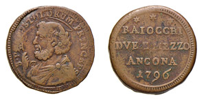 ANCONA - PIO VI (1775-1799) SAMPIETRINO 2,5 ... 