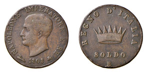 BOLOGNA - NAPOLEONE I (1805-1814) SOLDO 1808 ... 