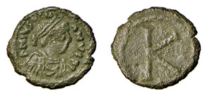 GIUSTINIANO I (527-565) MEZZO FOLLIS gr.2,5 ... 