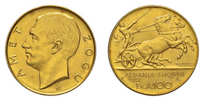 ALBANIA - RE ZOGU I (1928-1939) 100 FRANGA ... 