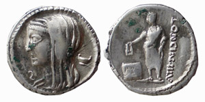 CASSIA (63 a.C.) L.Cassius Longinus DENARIO ... 