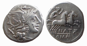 PINARIA (149 a.C.) Pinarius Natta DENARIO  ... 