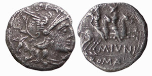 JUNIA (145 a.C.) M.Junius Silanus DENARIO  ... 
