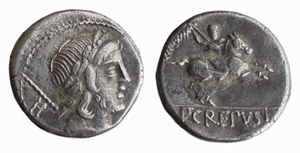 CREPUSIA (82 a.C.) Pub. Crepusius DENARIO  ... 