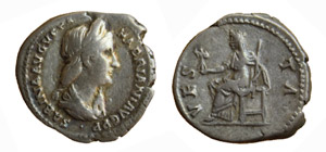 SABINA (128-137) Mogie di Adriano - DENARIO  ... 