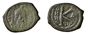 GIUSTINO II (565-578) MEZZO FOLLIS - Zecca ... 