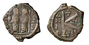 GIUSTINO II E SOFIA (565-578) MEZZO FOLLIS- ... 