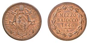 ROMA - PIO IX (I p. 1846-1865) MEZZO BAIOCCO ... 