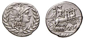 GELLIA (138 a.C.) Cn.Gellius - DENARIO -  ... 