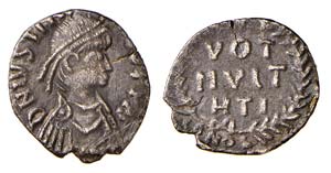 GIUSTINIANO I (527-565) MEZZA SILIQUA gr.1,1 ... 