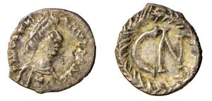 GIUSTINIANO I (527-565) MEZZA SILIQUA gr.0,7 ... 