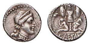 GIULIO CESARE (46-45 a.C.) DENARIO -  ... 