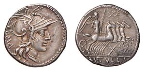 TULLIA (154 a.C.) M.Tullius - DENARIO - ... 