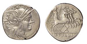 TULLIA (120 a.C.) M.Tullius - DENARIO -
 ... 