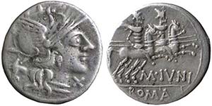 JUNIA (145 a.C.) M.Junius Silanus - DENARIO ... 