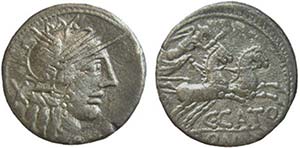 PORCIA (123  a.C.) C.Porcius Cato - DENARIO ... 