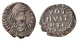 GIUSTINIANO I (527-565) MEZZA SILIQUA gr.1,1 ... 