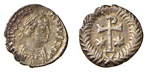 GIUSTINIANO I (527-565) MEZZA SILIQUA gr.0,7 ... 