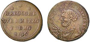 FERMO - PIO VI (1775-1799) SAMPIETRINO DA ... 