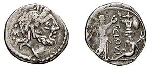 CLOULIA (128a.C.) T. Cloulius - QUINARIO -  ... 