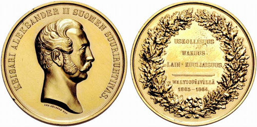 Gilded bronze medal 1864. In ... 