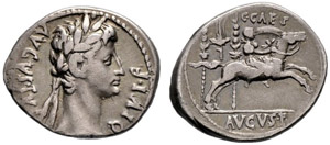 Augustus, 27 BC - 14 - Denarius 8 ... 