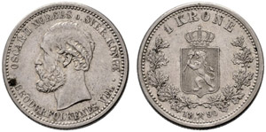 Oskar II. 1872-1905. 1 Krone 1890. ... 