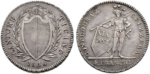 Tessin / Ticino - 4 Franken 1814, ... 