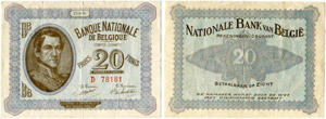 BELGIEN - 20 Francs vom 27.8.1914. ... 