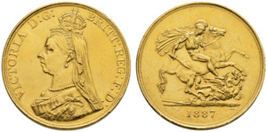 Victoria, 1837-1901. 5 Pounds ... 
