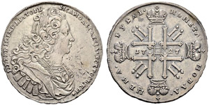 Peter II - 1727 - Rouble 1727, Red ... 
