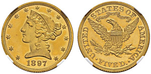 5 Dollars 1897, Philadelphia. ... 