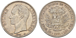 Republik - 5 Bolivares 1901. 24.74 ... 