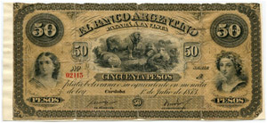 Banco Argentino. 50 Pesos vom 1. ... 