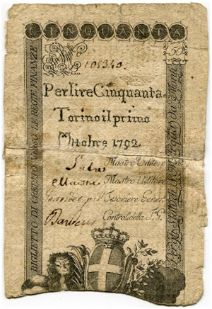 50 Lire vom 1. Oktober 1792. ... 