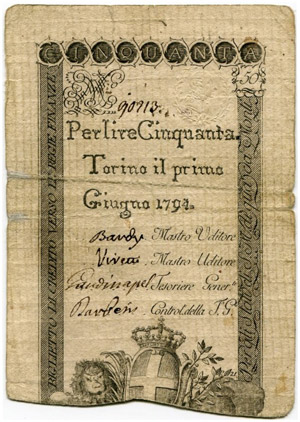 50 Lire vom 1. Juni 1794. Zu ... 