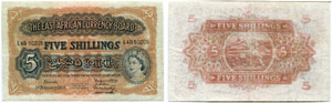 5 Shillings vom 1. Februar 1956. ... 