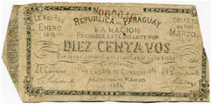10 Centavos vom 15. März 1874. ... 