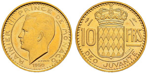 Rainier III. 1949-2005. 10 Francs ... 