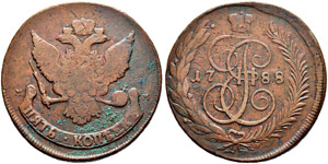 1763 - 5 Kopecks 1788, Red Mint. ... 