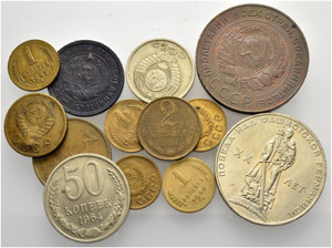 Different soviet Russian coins ... 