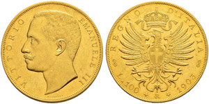 100 Lire 1903, Roma. 32.25 g. ... 